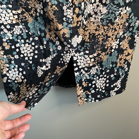 RW & Co. NWT Women's 1/4 Zip Black Floral Print Midi Skirt Size 8 - Picture 4 of 11